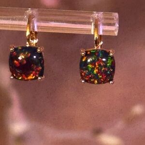 Earrings Leverback with Red Moonstones NEW
